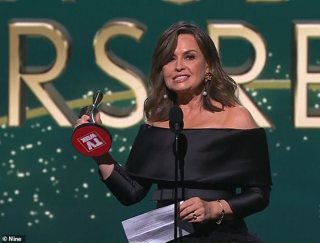 Lisa Wilkinson is pictured giving her Logies speech in June 2022