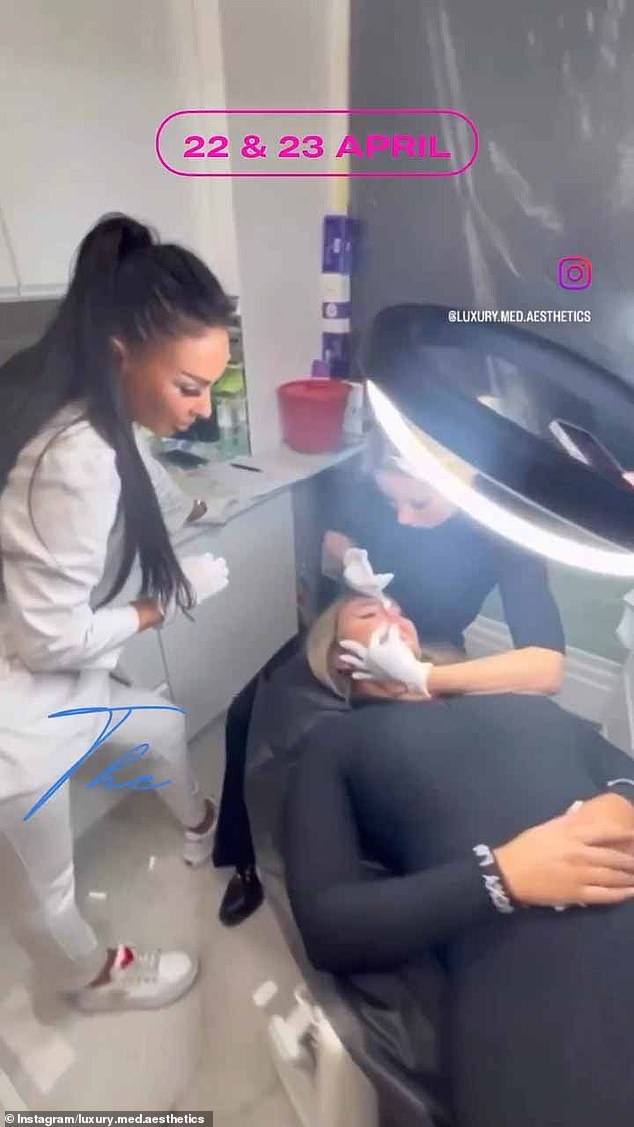 Clips from the establishment's Instagram profile page show the estheticians injecting what appears to be filler into a patient's face.