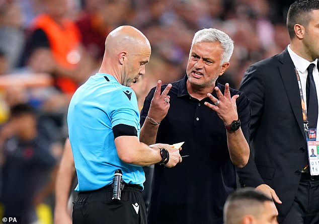 There were ugly scenes between then Roma boss Mourinho and Anthony Taylor at the 2023 Europa League final