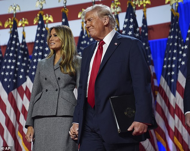 Donald Trump (pictured with his wife Melania) claimed victory, saying: 'This is the greatest political movement of all time'