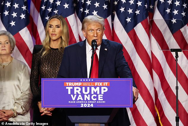 Donald Trump during his election night event in Florida