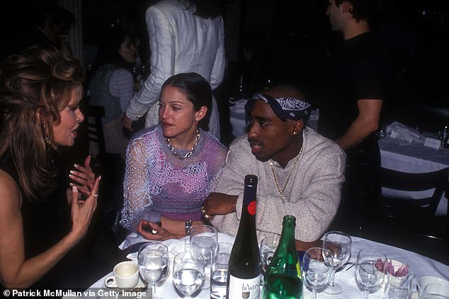 Although they largely kept their relationship out of the spotlight, Shakur and Madonna reportedly dated for almost two years until calling it quits in January 1995 (seen in 1994).