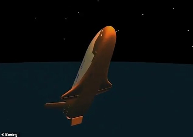 The spacecraft pointed its nose away from Earth as the friction heated the underside, causing the bottom to glow orange and slowing the vehicle.