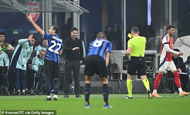 The referee and Arteta laughed about it when he was shown a yellow card after the interference