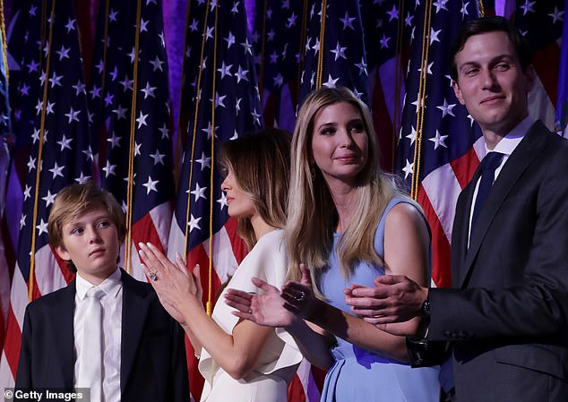 In 2016, Ivanka and her husband walked right behind Melania and Barron as they took the stage, standing at the front of the group.