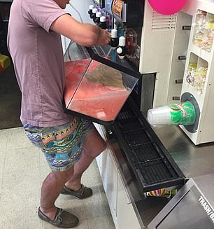 People used to abuse filling their own 'cup' on the popular day in 2016. This man used an aquarium