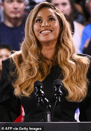 Harris had dozens of stars supporting her bid for the White House, with the likes of showbiz royalty Beyonce and Jennifer Lopez joining her at her events; Beyoncé seen at a rally in Houston on October 25