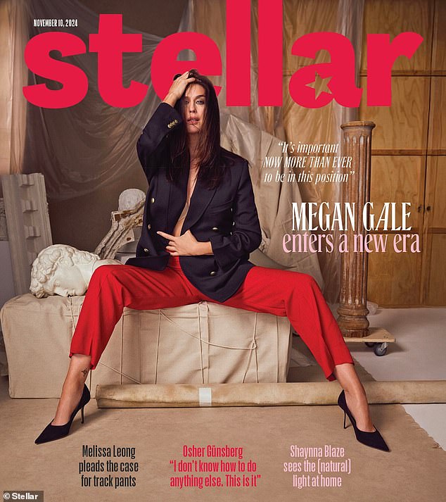 Taking a walk on the wild side, Megan shows off a sharp look on the cover of the upcoming issue of Stellar magazine. Pictured