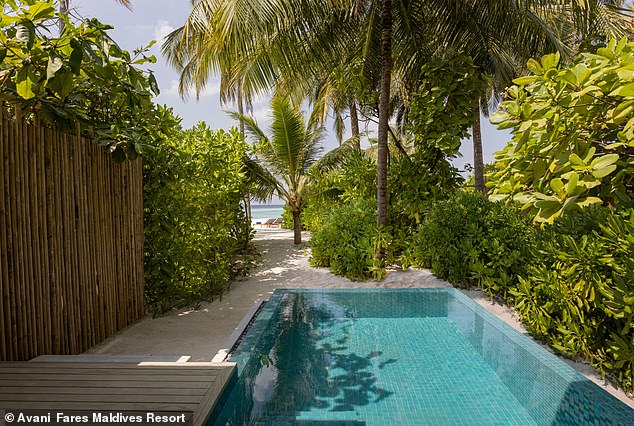 Paradise: Upstairs is a private pool of a beach villa with pool