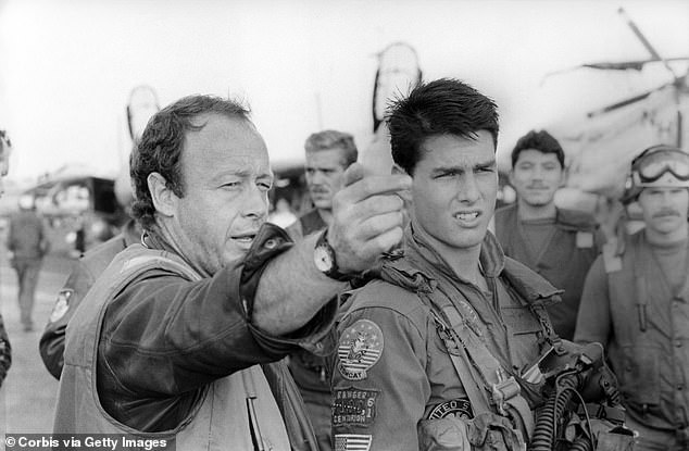 Scott was known for directing iconic films including Top Gun (pictured with Tom Cruise in 1986)