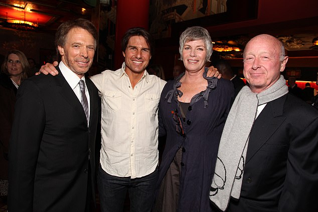 Tony is pictured at a Top Gun reunion with Bruckheimer, Cruise and Kelly McGillis in 2010