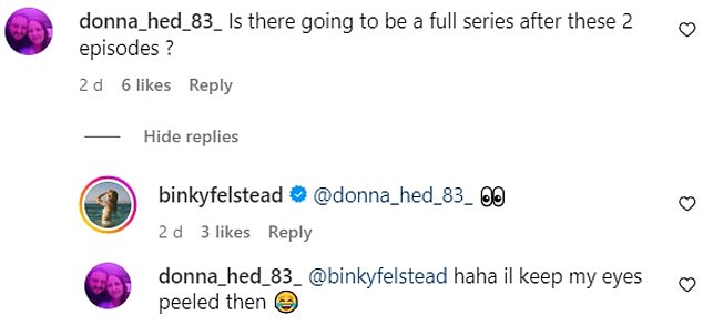 The mother-of-three responded to multiple fan comments about future episodes with the double-eyed emoji — often used to suggest someone should be wary of something that can't be openly confirmed.