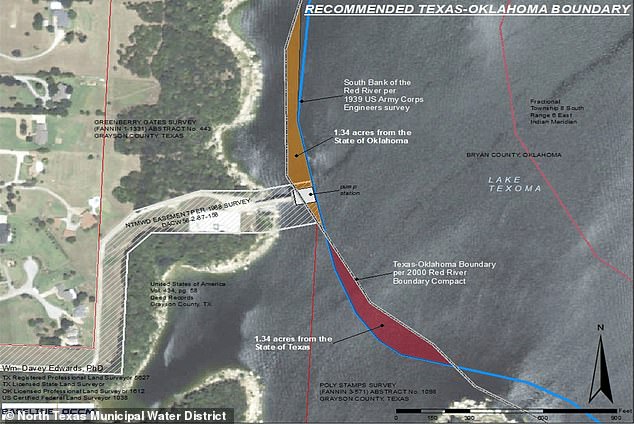 Texas and Oklahoma exchanged 1.34 hectares of land when redrawing their borders