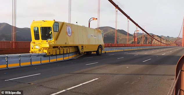 The road zipper system has been successful in eliminating head-on collisions on San Francisco's Golden Gate Bridge (pictured) and New Zealand's Auckland Harbor Bridge