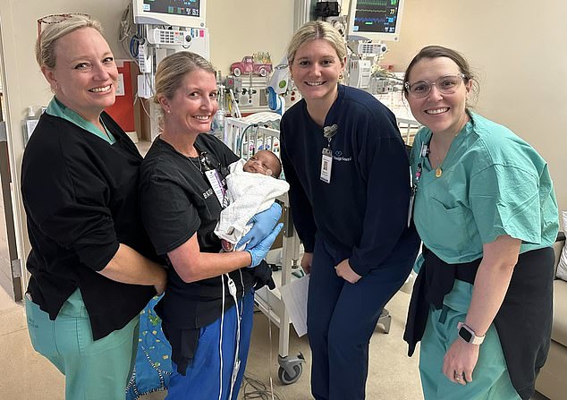 A team of specialists, including doctors, nurses, therapists and pharmacists, worked around the clock to meet all of baby Raylon's needs - and even became part of the family