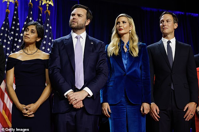 Ivanka, 43, decided to wear a royal blue velvet pantsuit to the historic moment, leading some critics to speculate that she was subtly showing support for Democrats since the color of the Republican party is red.