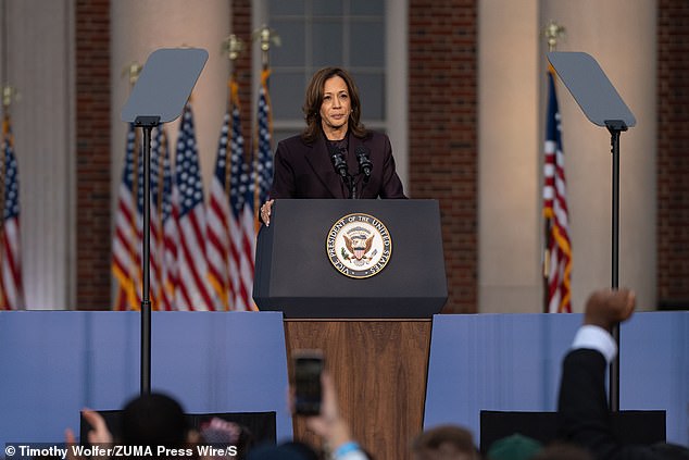 Vice President Kamala Harris delivers her concession speech at Howard University after losing to former President Donald Trump in the 2024 presidential election