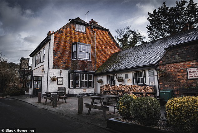 Laura recommends stopping for lunch at the Black Horse Inn, pictured, in the nearby village of Thurnham