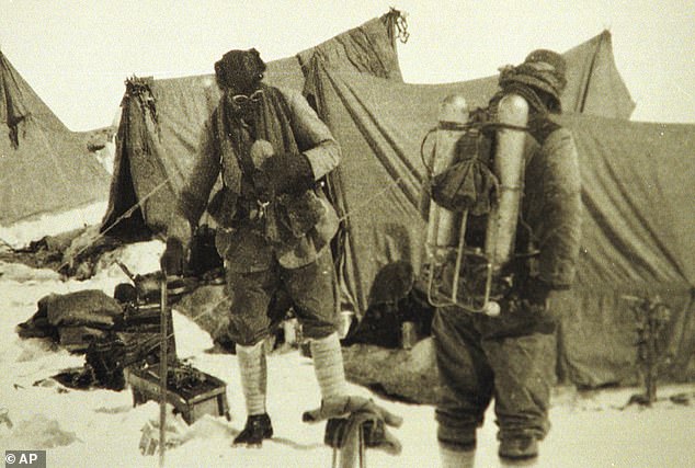 George Mallory is seen with Andrew Irvine at base camp in Nepal