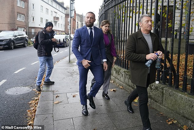 The proceedings are expected to last two weeks and the judge has asked the jury to make themselves available for three weeks (photo: McGregor leaves the High Court in Dublin on November 5)