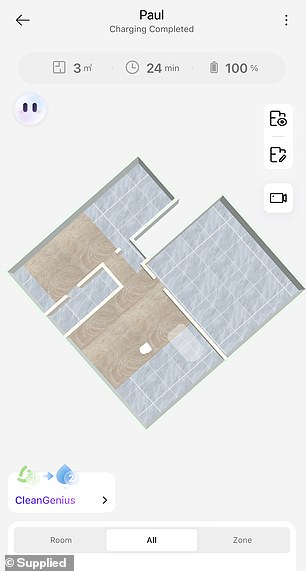 The app (I named my vacuum cleaner Paul) is super easy to use and shows room by room modeling