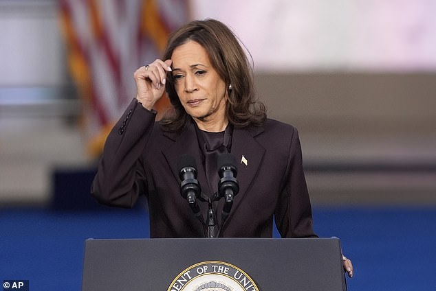 Vice President Kamala Harris delivers a concession speech for the 2024 presidential election on the campus of Howard University in Washington, Wednesday, November 6, 2024