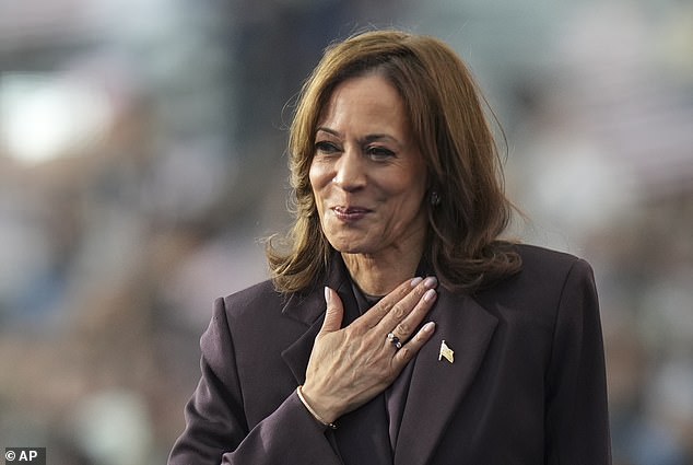 Vice President Kamala Harris gestures as she delivers a concession speech for the 2024 presidential election