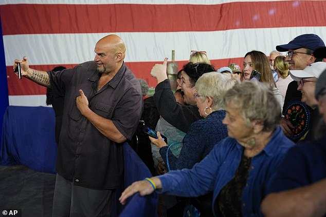 Fetterman takes a selfie with voters in Pennsylvania