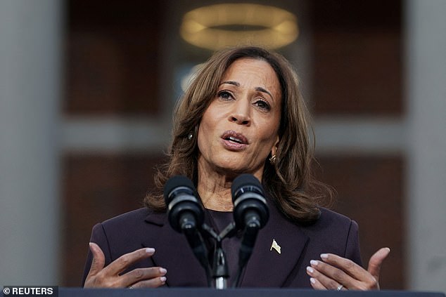 Democratic presidential candidate US Vice President Kamala Harris reacts as she makes remarks conceding the 2024 US presidential election to President-elect Donald Trump