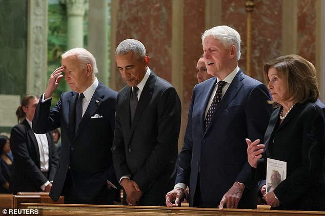 Pelosi and Biden sat far apart at Ethel Kennedy's funeral last month