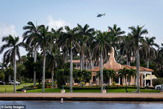 Helicopters were also seen flying above the vast estate