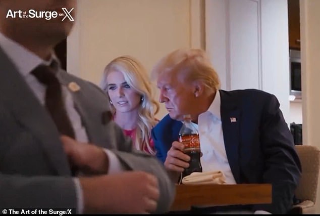 As Trump spoke, a bottle of Coca-Cola in one hand, Natalie Harp took notes and looked at him for his final approval. “Good,” he said. And the tweet was sent