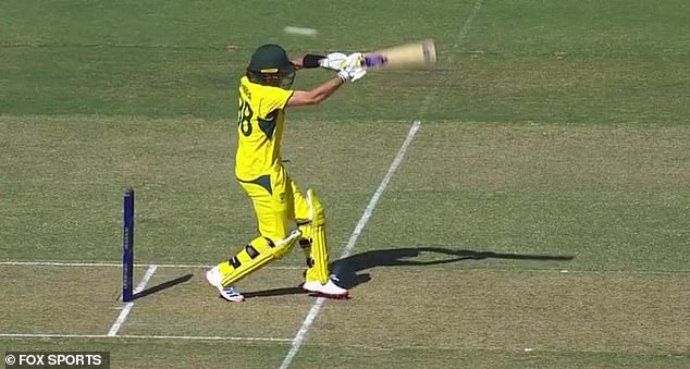 Zampa went for this big heave late in the Aussie innings as the ball sailed over his head