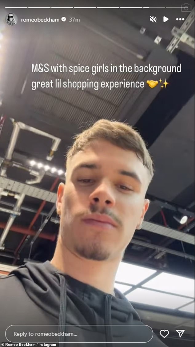 The former footballer also shared a video of himself shopping in M&S while the Spice Girls played on the radio