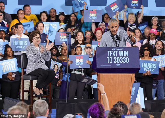 Rosen was seated when President Obama spoke at a campaign rally in Las Vegas on October 19