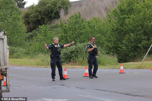 Police closed the roads around the school after power lines were down during the accident