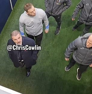 The Spurs boss stood still as he left the pitch to confront the fan