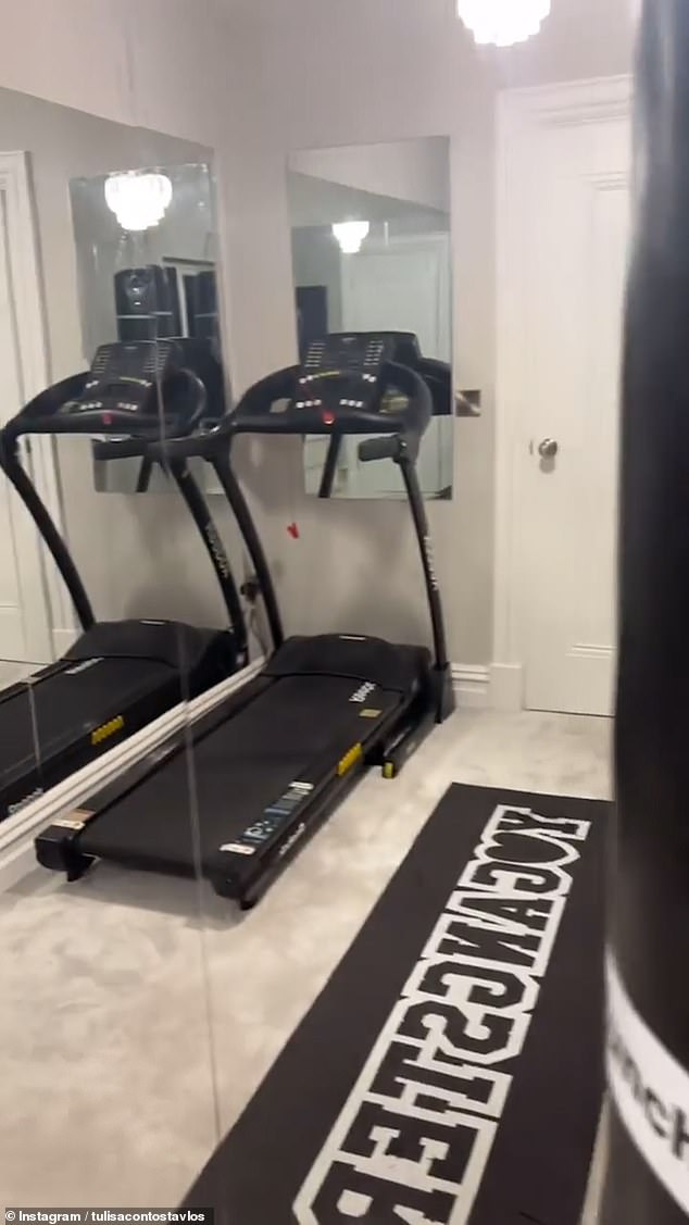 One of the new additions to Tulisa's home is a private gym, with cardio equipment to keep her figure in shape