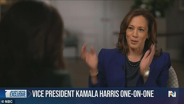 Kamala Harris is interviewed by Hallie Jackson on NBC