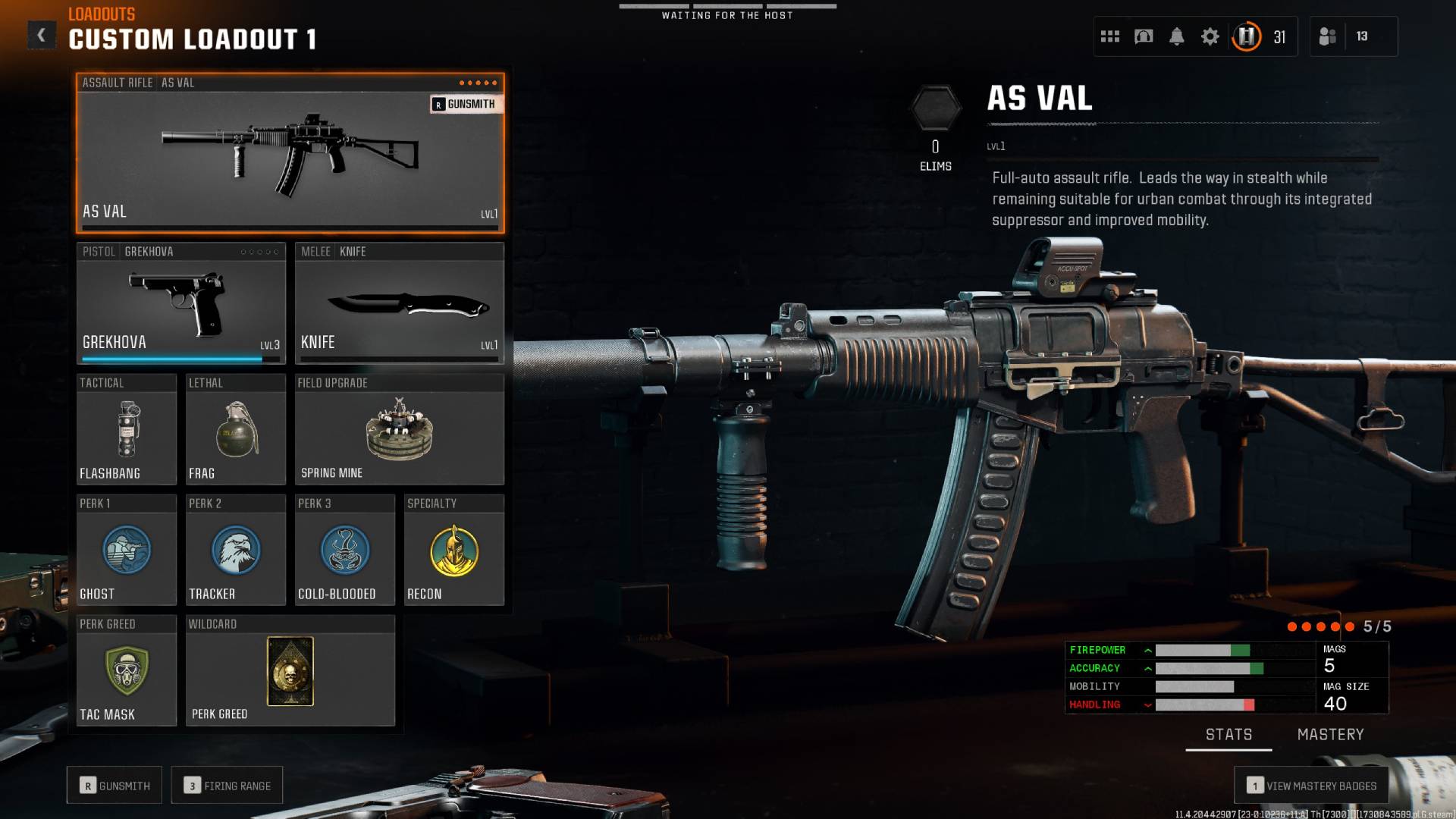 A menu shows the best class gear for the AS VAL in Black Ops 6