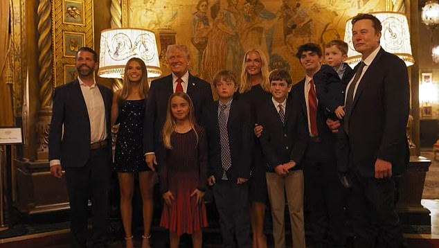 “Beautiful, perfect boy,” Trump added as Elon and his son posed with the large group