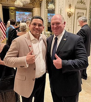 Miami immigration attorney Rolando Vazquez poses with Trump's border czar Tom Homan at Mar-a-Lago.