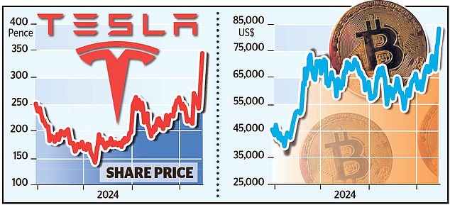 1731374614 167 Crypto and Tesla rise in Trump trades frenzy Bitcoin tipped