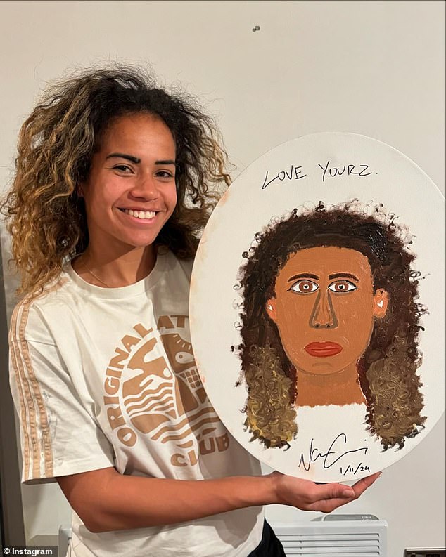 Cleary got a playful response from his girlfriend when he posted this memory of the portrait he recently painted of her