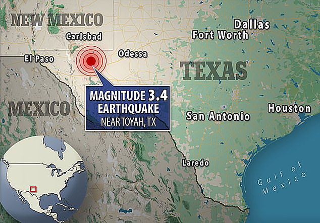 A small earthquake with a magnitude of 3.4 was felt Monday near Toyah, Texas