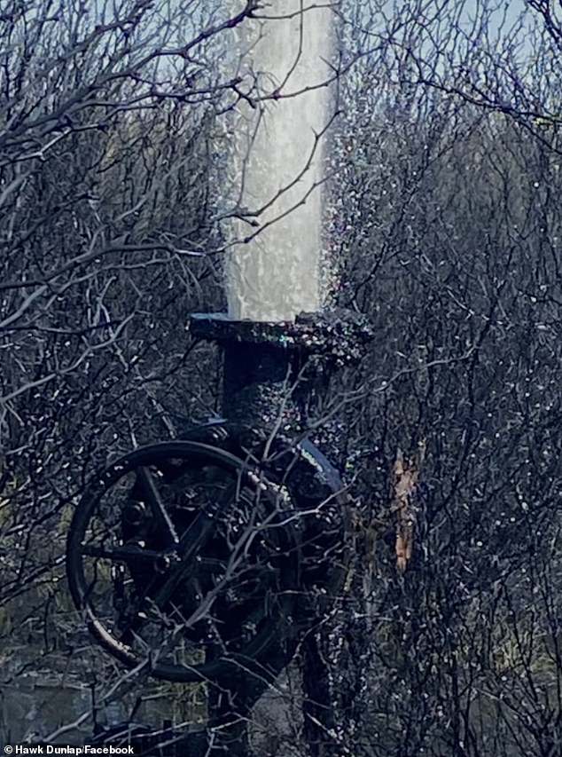 The wells are often abandoned water wells or oil wells that have dried up, but suddenly start spouting again