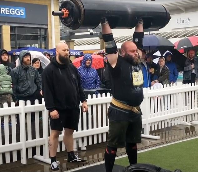 Maw (pictured winning Yorkshire's Strongest Man 2023) claimed the crash left him 'restricted' in carrying shopping bags, doing odd jobs and 'getting in and out of the bath'