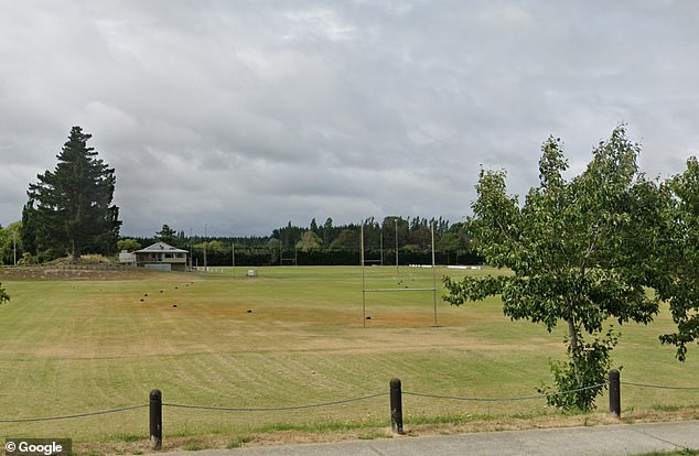 Wilson was preparing to take the field at Woodend Rugby Club in North Canterbury (pictured) when disaster struck