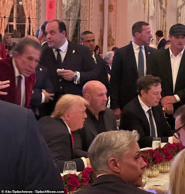 Donald Trump was joined by Steve Wynn, Elon Musk and Dana White in the VIP area of ​​the Mar-a-Lago ballroom in West Palm Beach as they watched the 2024 election results.