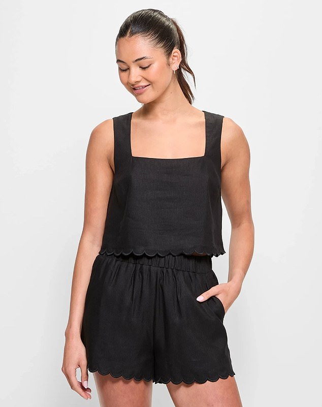 Target's Linen Blend Scalloped Hem Shorts ($35) and Scalloped Hem Top ($35) are flying off the shelves for summer